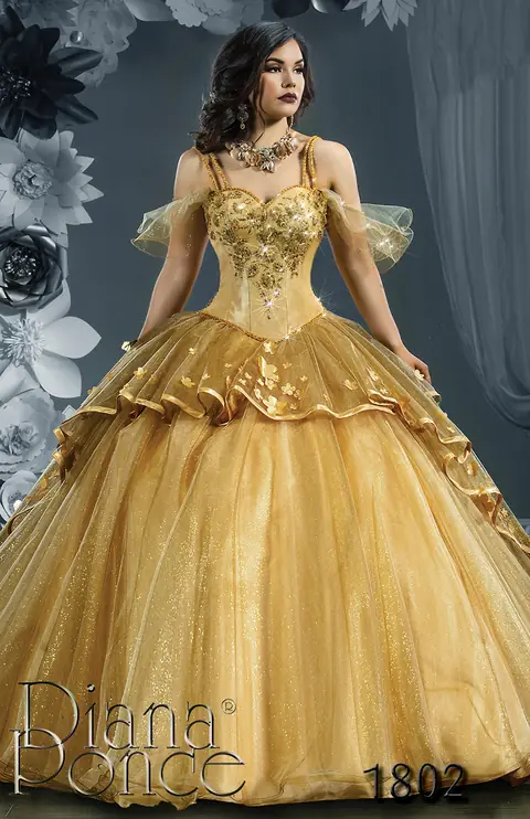 Vestido de XV años modelo 1802 Oro Real — Diana Ponce Zamora