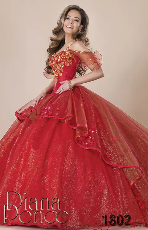 Vestido de XV años modelo 1802 Rojo Imperial — Diana Ponce Zamora