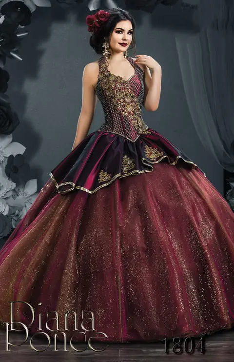 Vestido de XV años modelo 1804 Vino Barroco — Diana Ponce Zamora