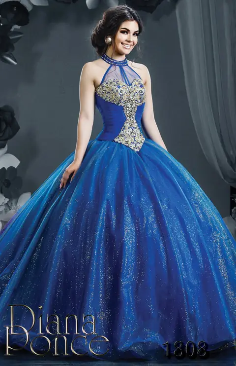 Vestido de XV años modelo 1808 Azul Rey — Diana Ponce Zamora