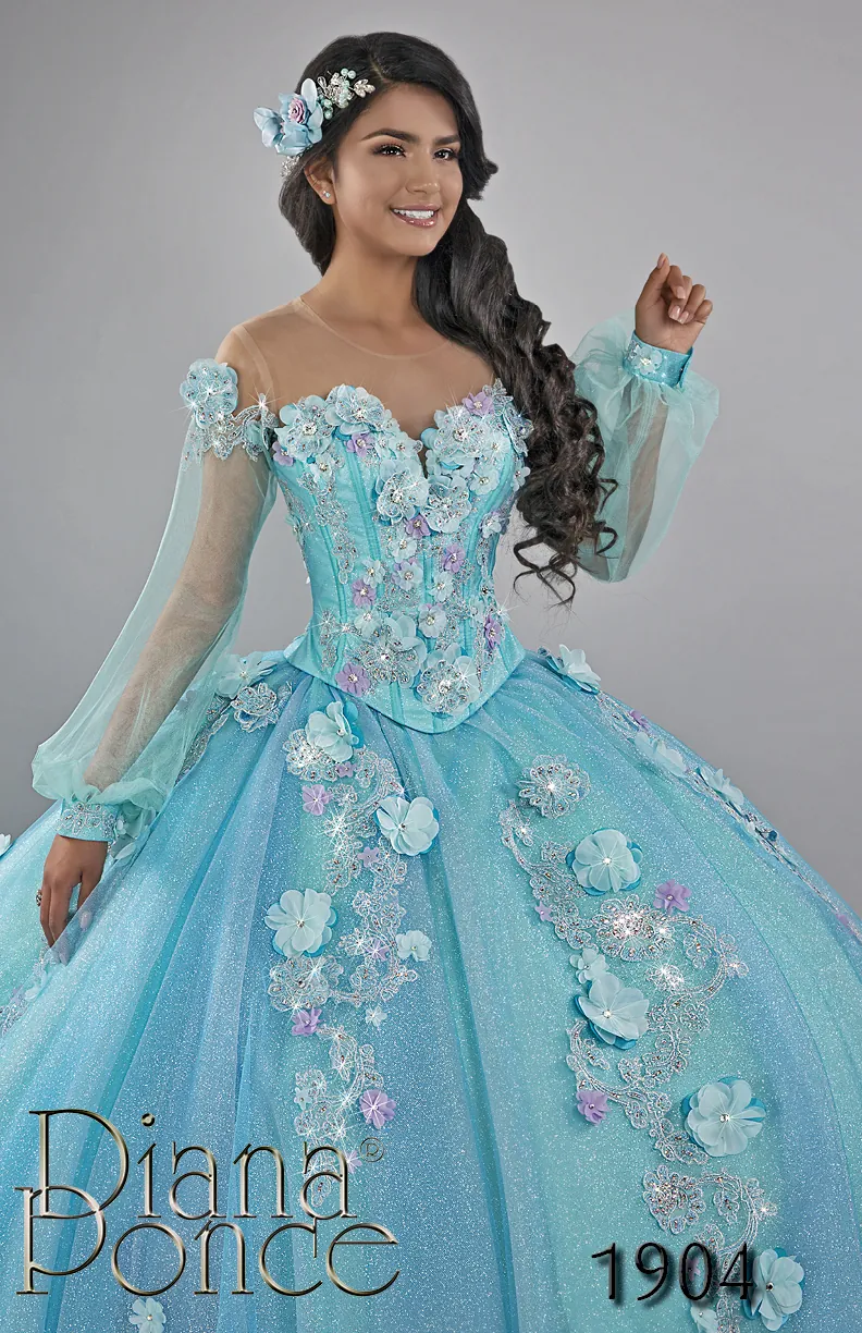 Vestido de XV años modelo 1904 Aqua Jardín — Diana Ponce